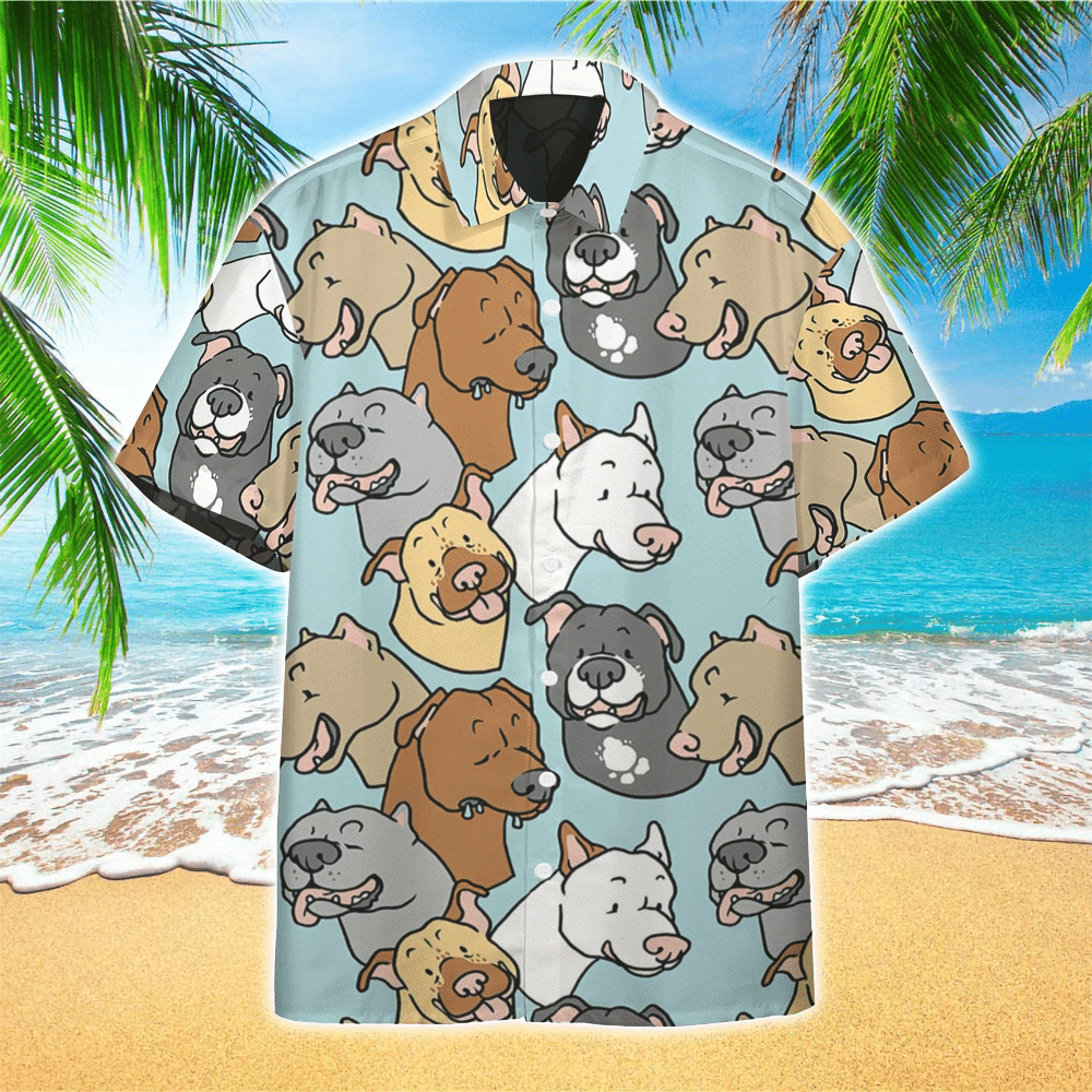 Lovely Pitbull Face Painting Hawaiian Shirt for Men and Women