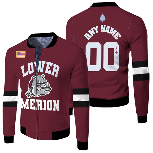 Lower Merion High School Nba Throwback Red Jersey Style Custom Gift For Lower Merion Fans Fleece Bomber Jacket