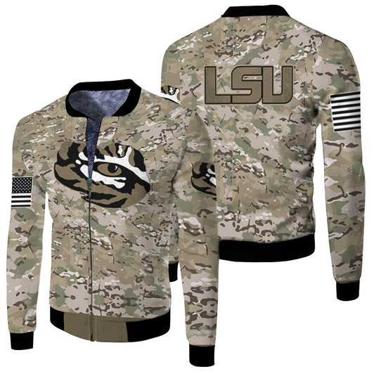 Lsu Tigers Camo Pattern Fleece Bomber Jacket