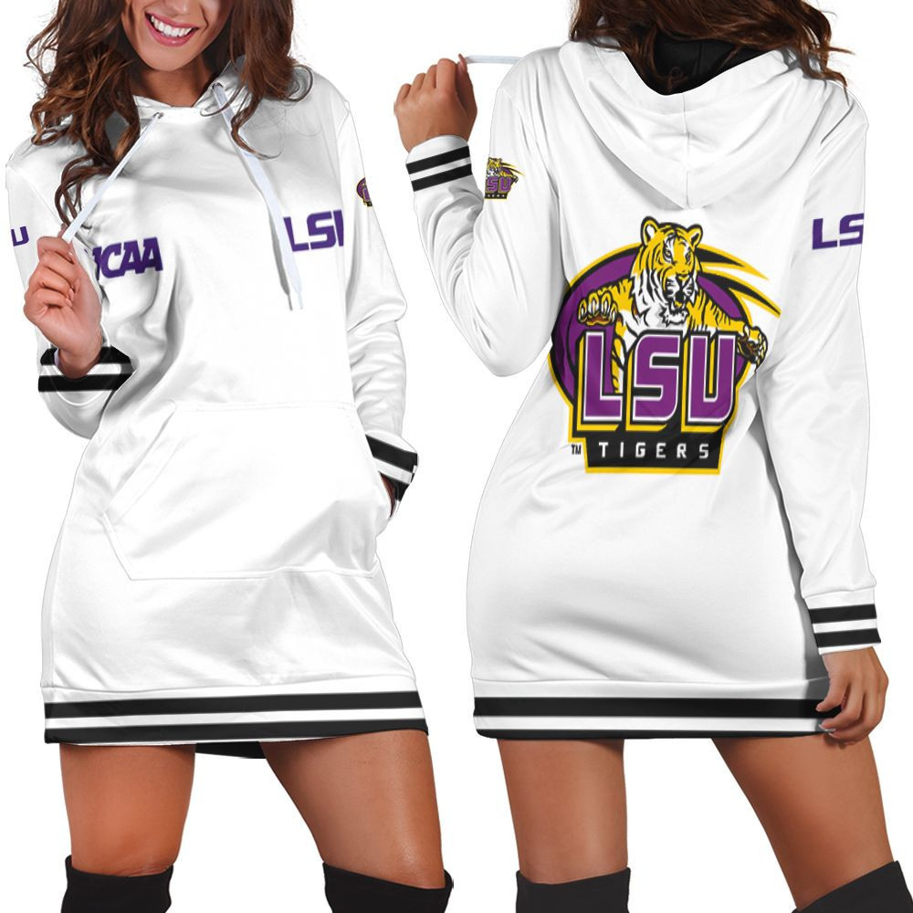 Lsu Tigers Ncaa Classic White With Mascot Logo Gift For Lsu Tigers Fans Hoodie Dress Sweater Dress Sweatshirt Dress