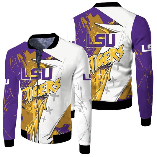 Lsu Tigers Ncaa For Lsu Fan Fleece Bomber Jacket