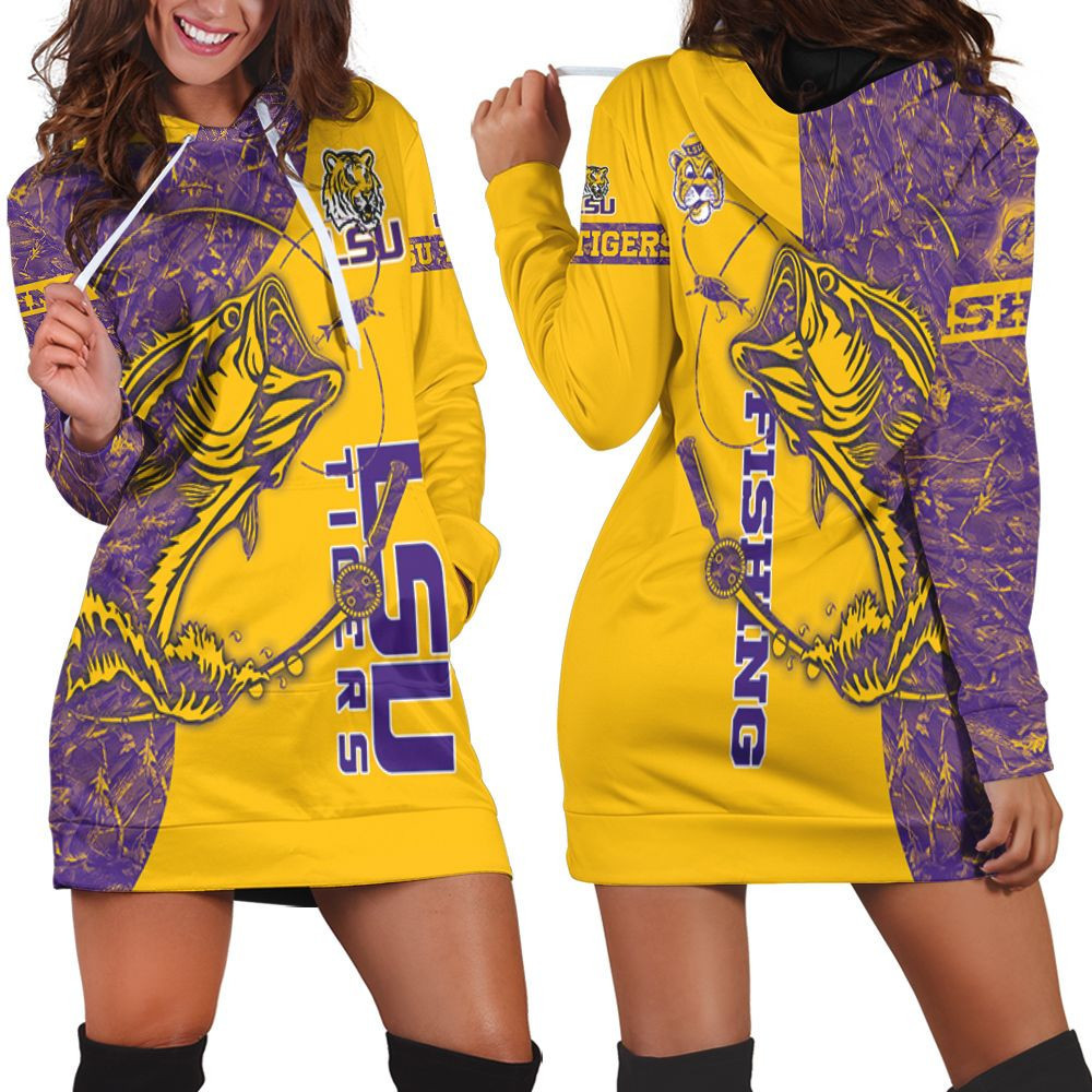 Lsu Tigers Ncaa For Tigers Fan Fishing Lover 3d Hoodie Dress Sweater Dress Sweatshirt Dress
