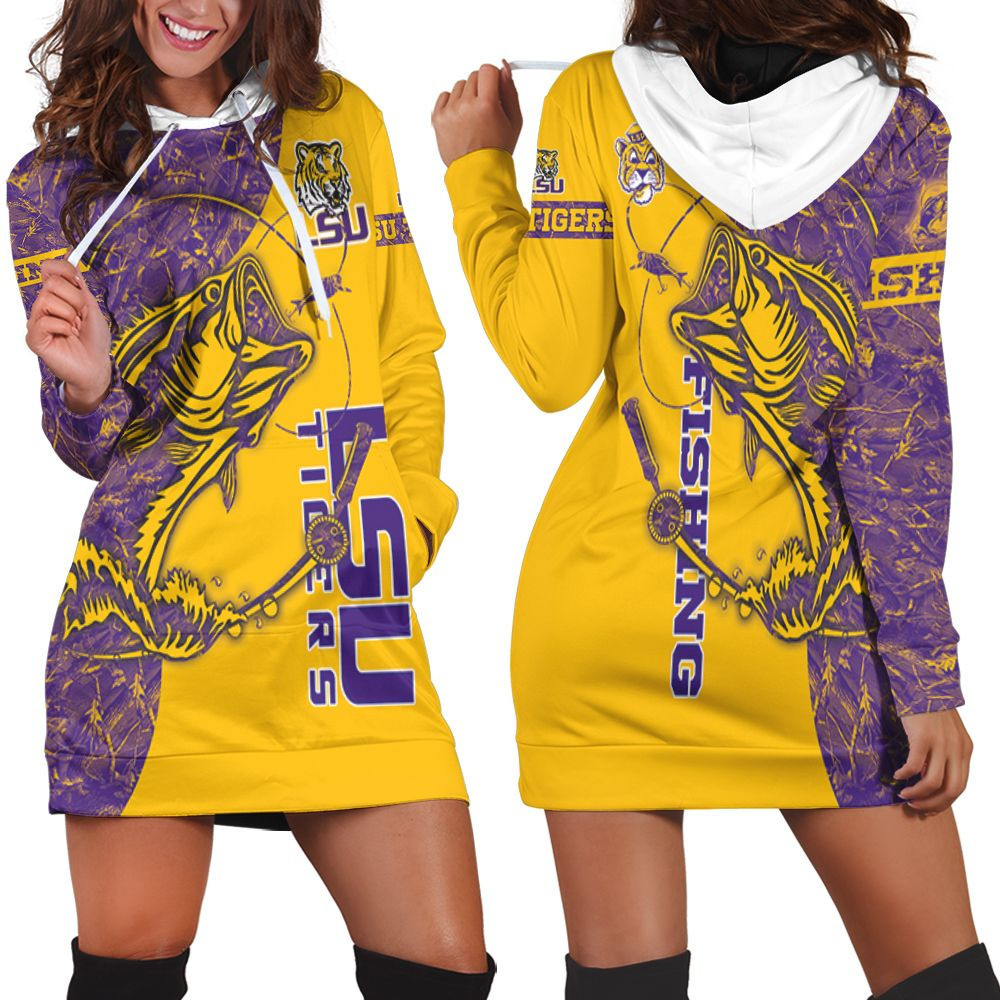 Lsu Tigers Ncaa For Tigers Fan Fishing Lover 3d Hoodie Dress Sweater Dress Sweatshirt Dress