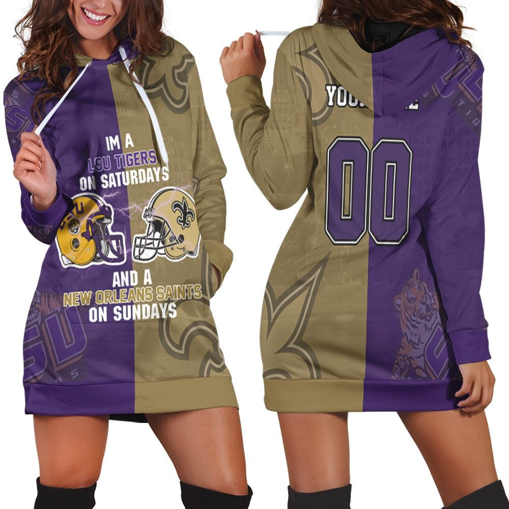 Lsu Tigers On Saturdays And New Orleans Saints On Sundays Fan 3d Hoodie Dress Sweater Dress Sweatshirt Dress