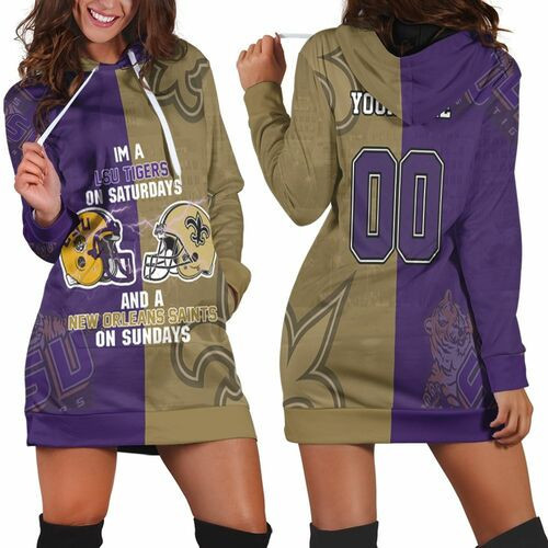 Lsu Tigers On Saturdays And New Orleans Saints On Sundays Fan 3d Hoodie Dress Sweater Dress Sweatshirt Dress