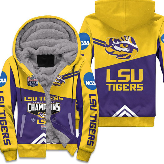 Lsu Tigers Peach Bowl Champions 2019 Ncaa For Lsu Fan 3D Fleece Hoodie