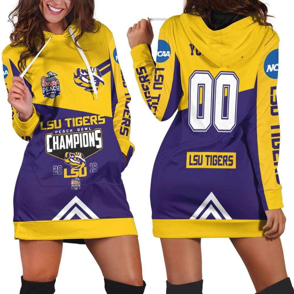 Lsu Tigers Peach Bowl Champions 2019 Ncaa For Lsu Fan 3d Hoodie Dress Sweater Dress Sweatshirt Dress