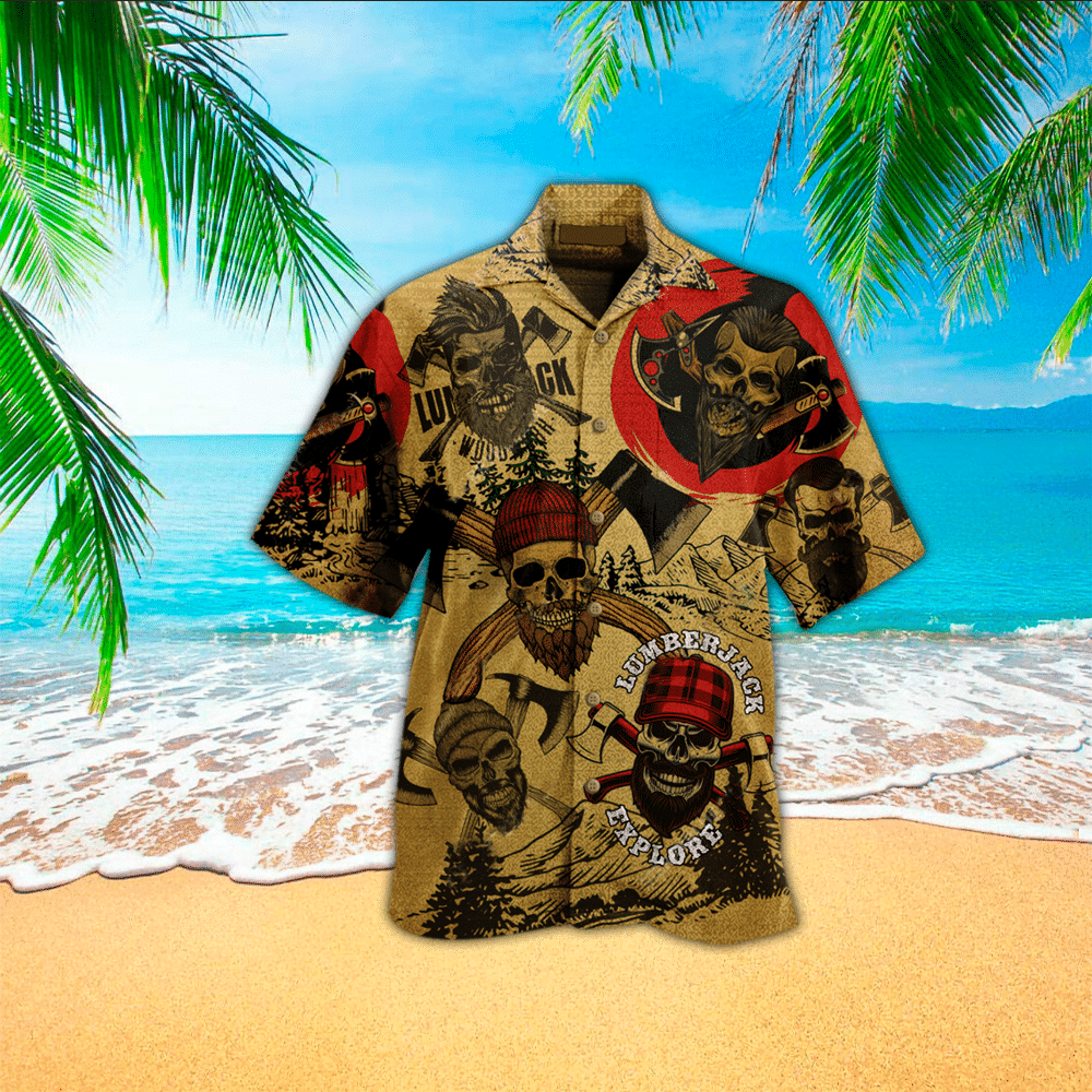 Lumberjacks Mens Hawaiian Shirt Lumberjacks Button Up Shirt for Men and Women