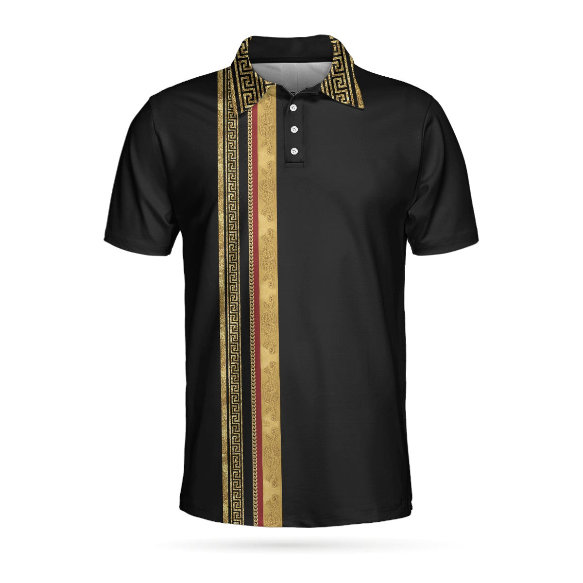 Luxury Baroque Pattern Eagle Badge Golf Polo Shirt Golden Greek Key Pattern Polo Shirt Best Golf Shirt For Men