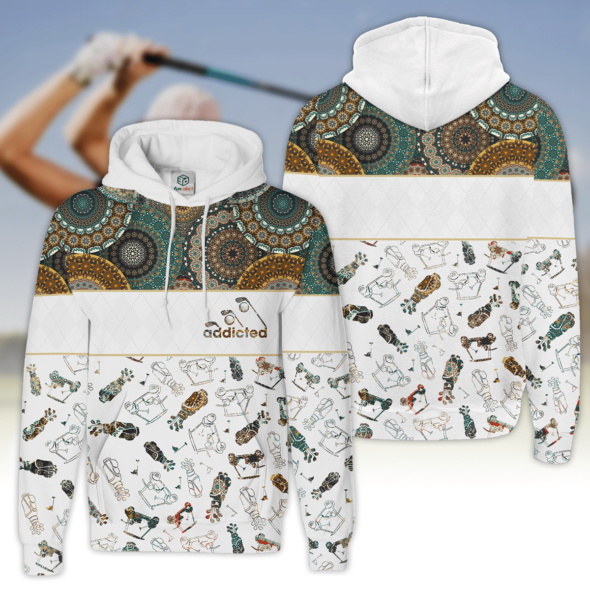 Madala Marble Addicted Pattern Golf Set Golfer Gift Hoodie Zipper Hoodie Shirt