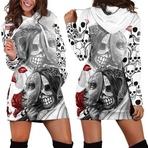 Madness Skull Hoodie Dress Sweater Dress Sweatshirt Dress 3d All Over Print For Women Hoodie