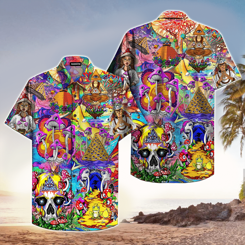 Magic Mushrooms Psychedelic Hippie Hawaiian Shirt for Men and Women