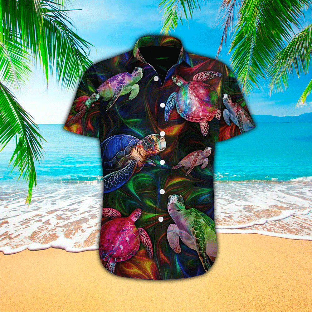 Magic Turtle Fantasy 3D Print Hawaiian Shirt Summer Aloha Shirt, Short Sleeve Hawaiian Shirt