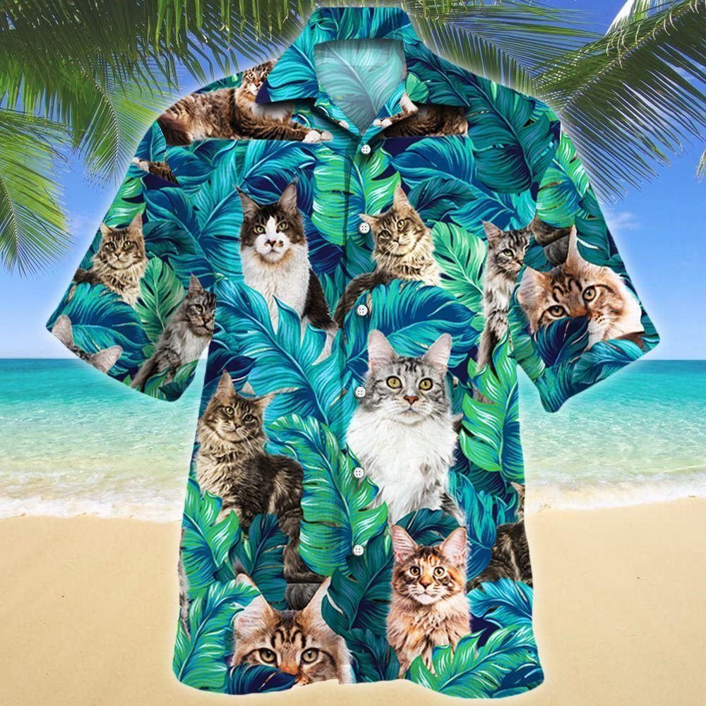 Maine Coon Cat Lovers Aloha Hawaiian Shirt Colorful Short Sleeve Summer Beach Casual Shirt For Men And Women