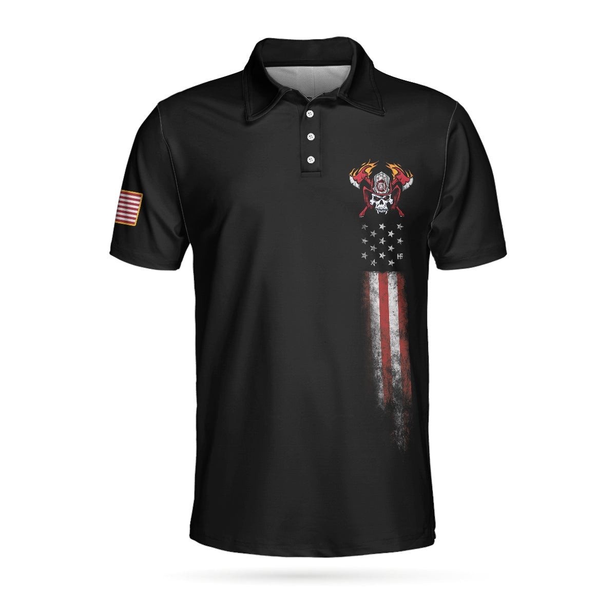 Man Of God Flag Firefighter Polo Shirt Skull Firefighter American Flag Polo Shirt Firefighter Shirt For Men