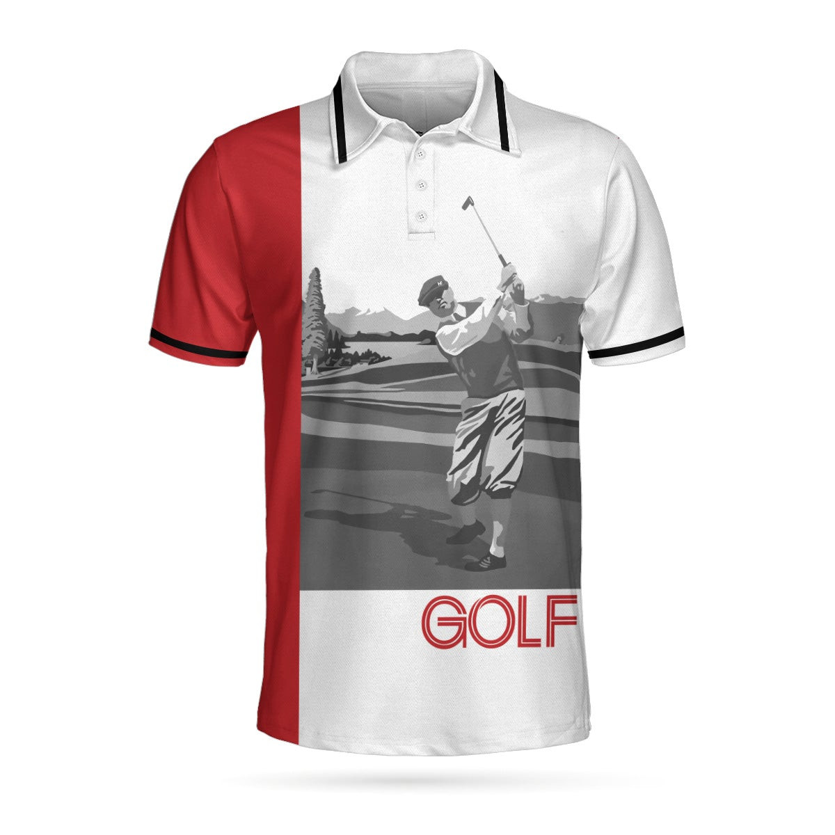 Man Playing Golf Short Sleeve Polo Shirt Golfer Graphic Polo Shirt Best Golf Shirt For Men