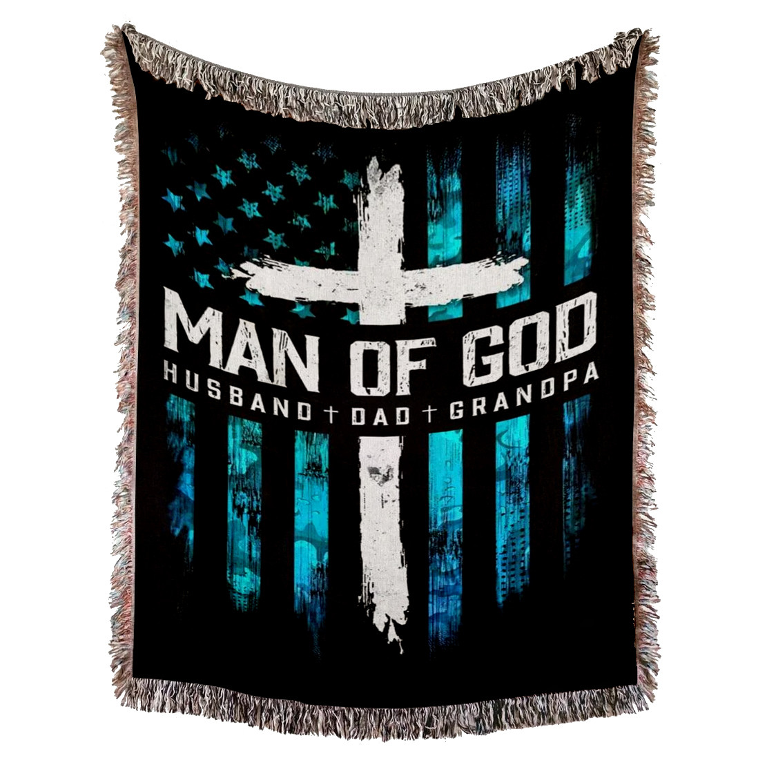 Man of God Woven Blanket - Husband Dad Grandpa Christian Woven Throw Blanket - Man of God Tapestry Decor For Christian Blanket