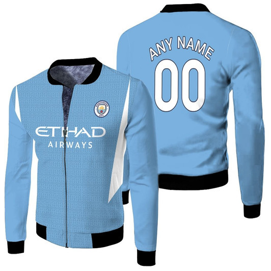 Manchester City Football Club Home Jersey Style Fleece Bomber Jacket