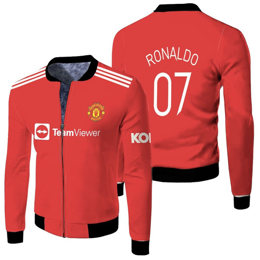 Manchester United 7 Cristiano Ronaldo 2021-22 Red Home Ls Jersey Gift For Cr7 Fans Fleece Bomber Jacket