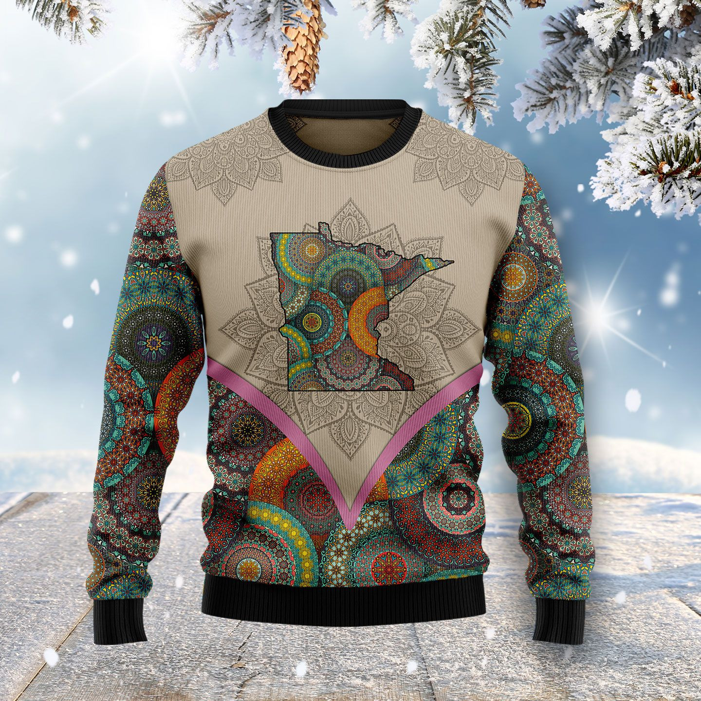 Mandala Minnesota Home Ugly Christmas Sweater