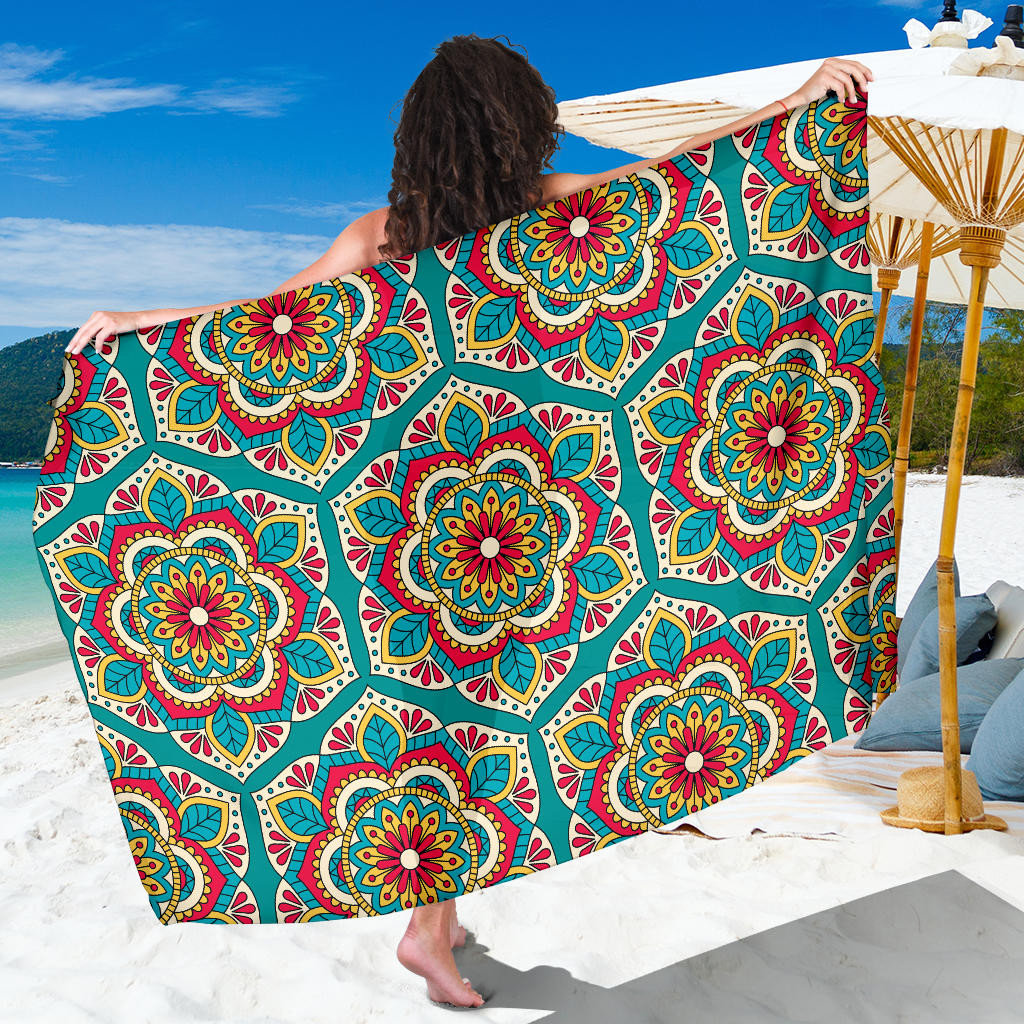 Mandala Pattern Print Sarong Cover Up Mandala Pareo Wrap Skirt Dress