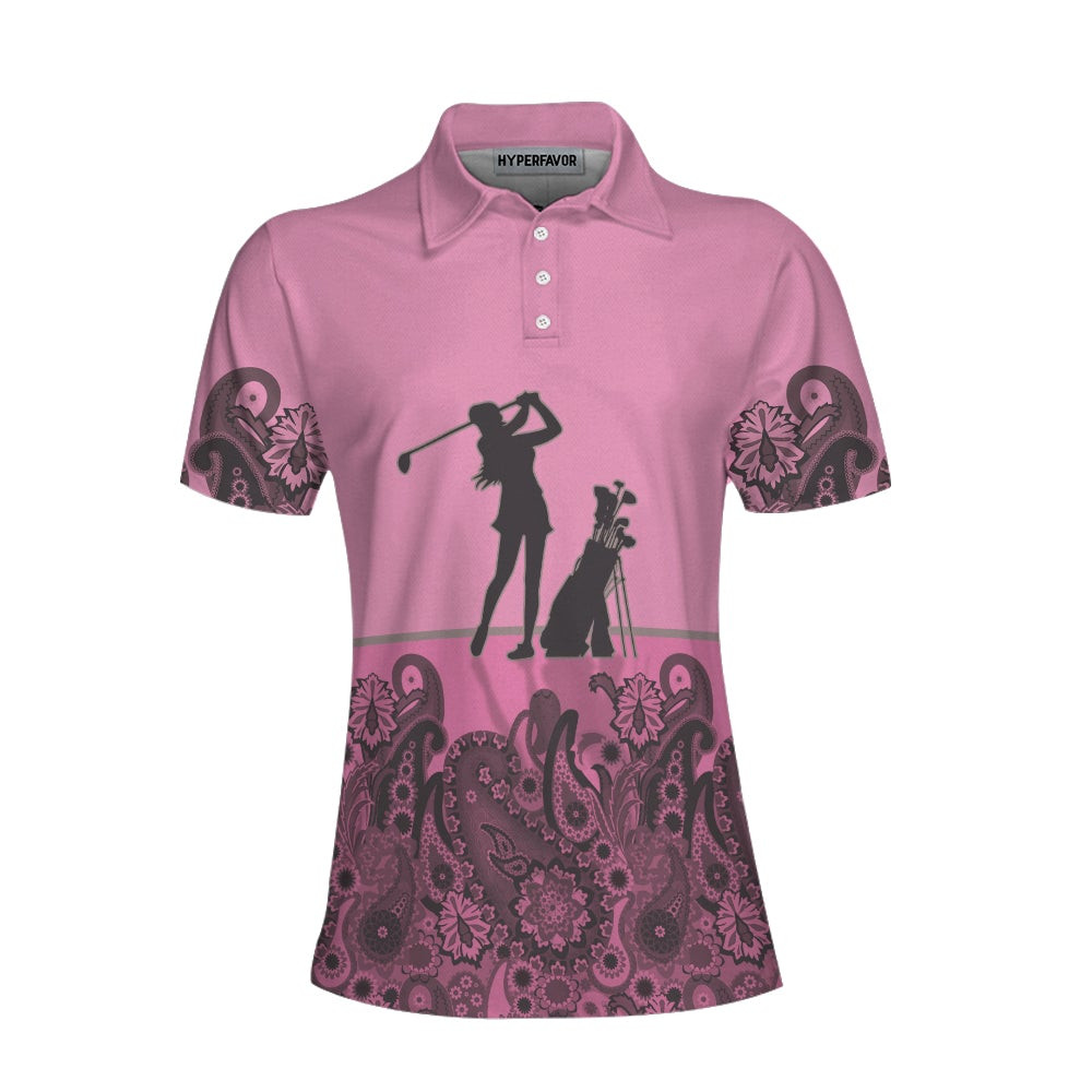 Mandala Pattern Swing Swear Repeat Girl Golf Short Sleeve Women Polo Shirt Pink Golf Shirt For Ladies