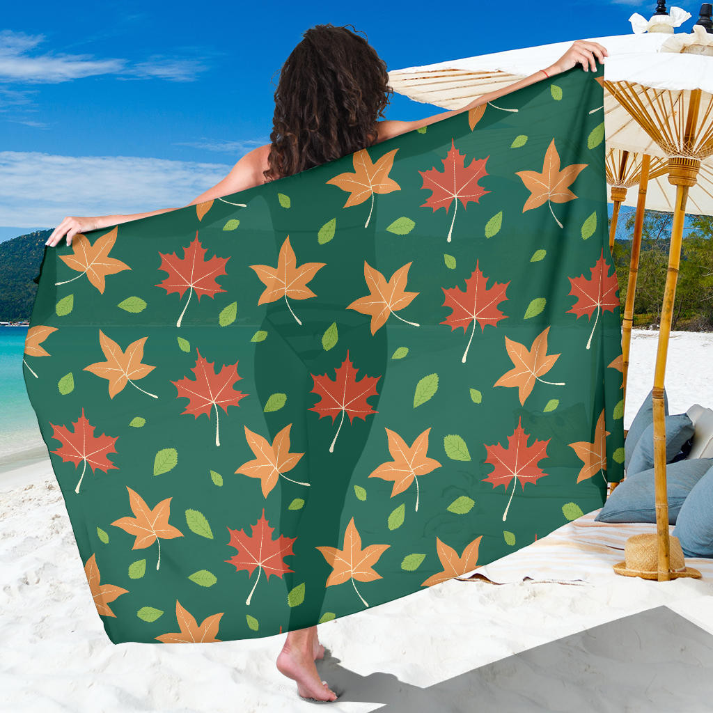 Maple Leaf Pattern Print Sarong Cover Up Maple Leaf Pareo Wrap Skirt Dress