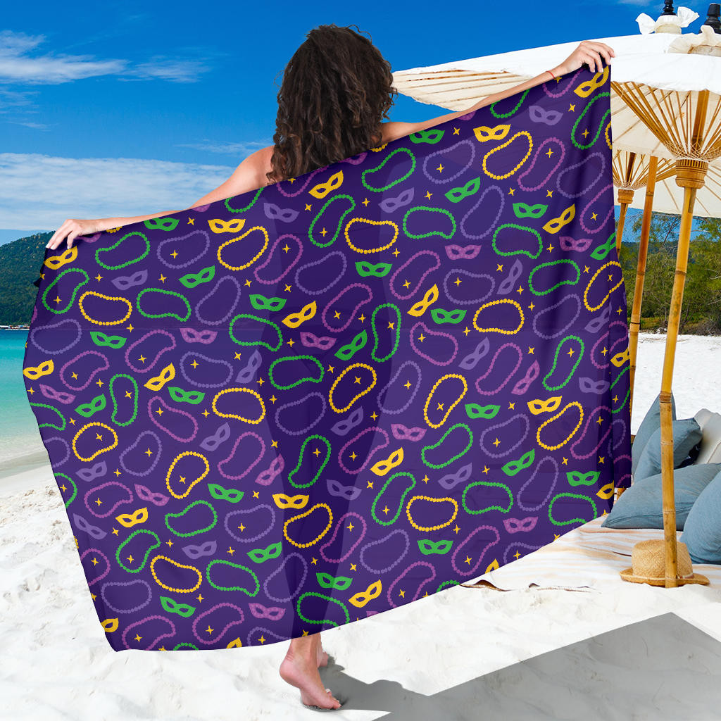 Mardi Gras Pattern Print Sarong Cover Up Mardi Gras Pareo Wrap Skirt Dress