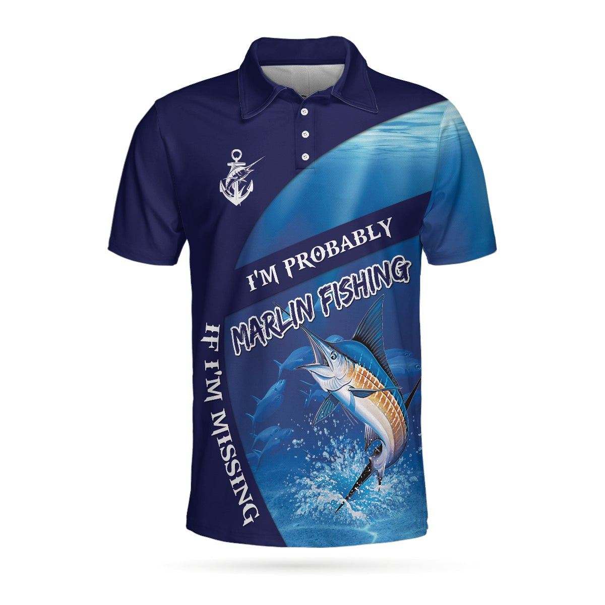 Marlin Fishing Makes Me Happy Short Sleeve Polo Shirt Fishing Shirt For Men Gift For Fishing Lovers