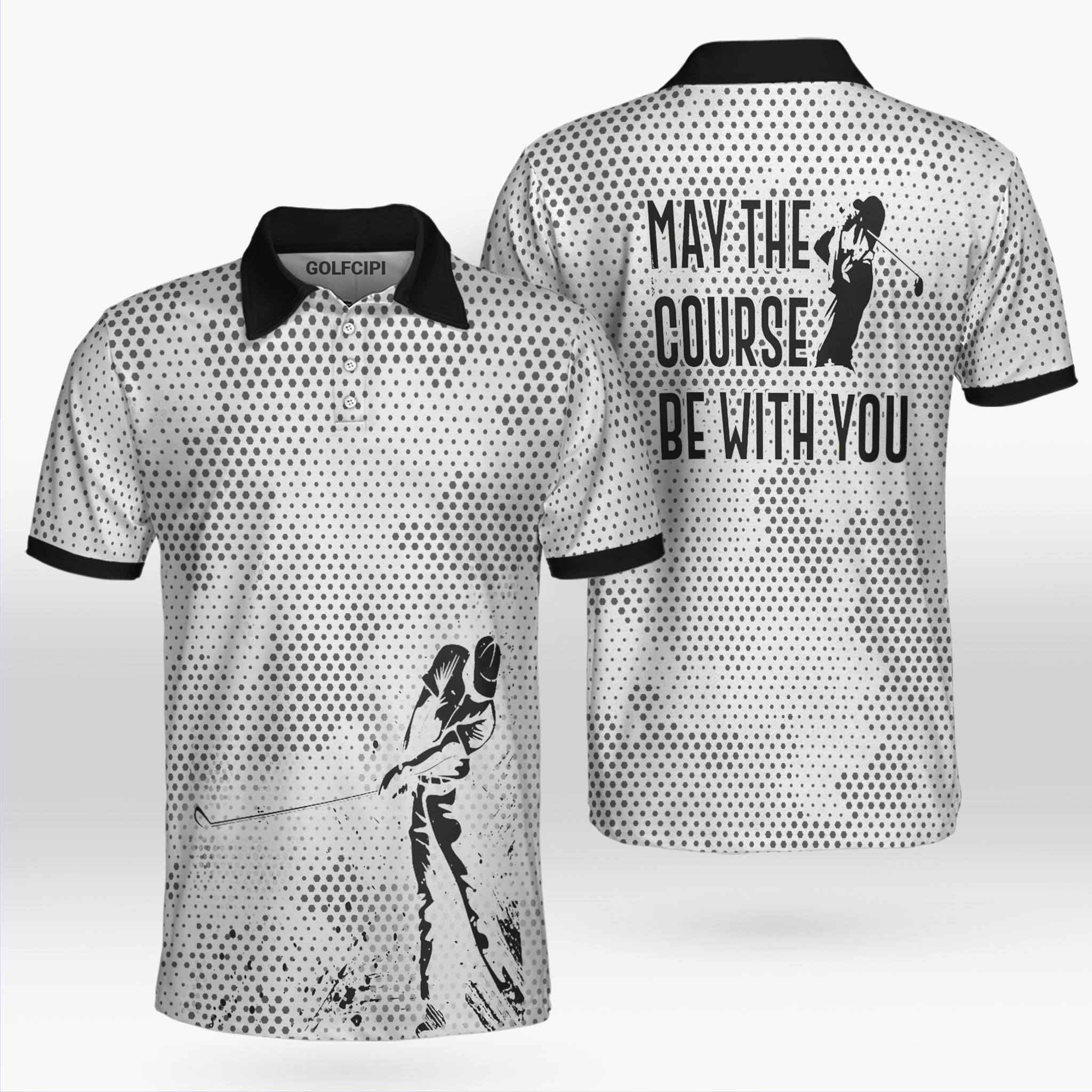 May The Course Be With You Camo Golf Shirt Golf Shirts Short Sleeve Polo For Men