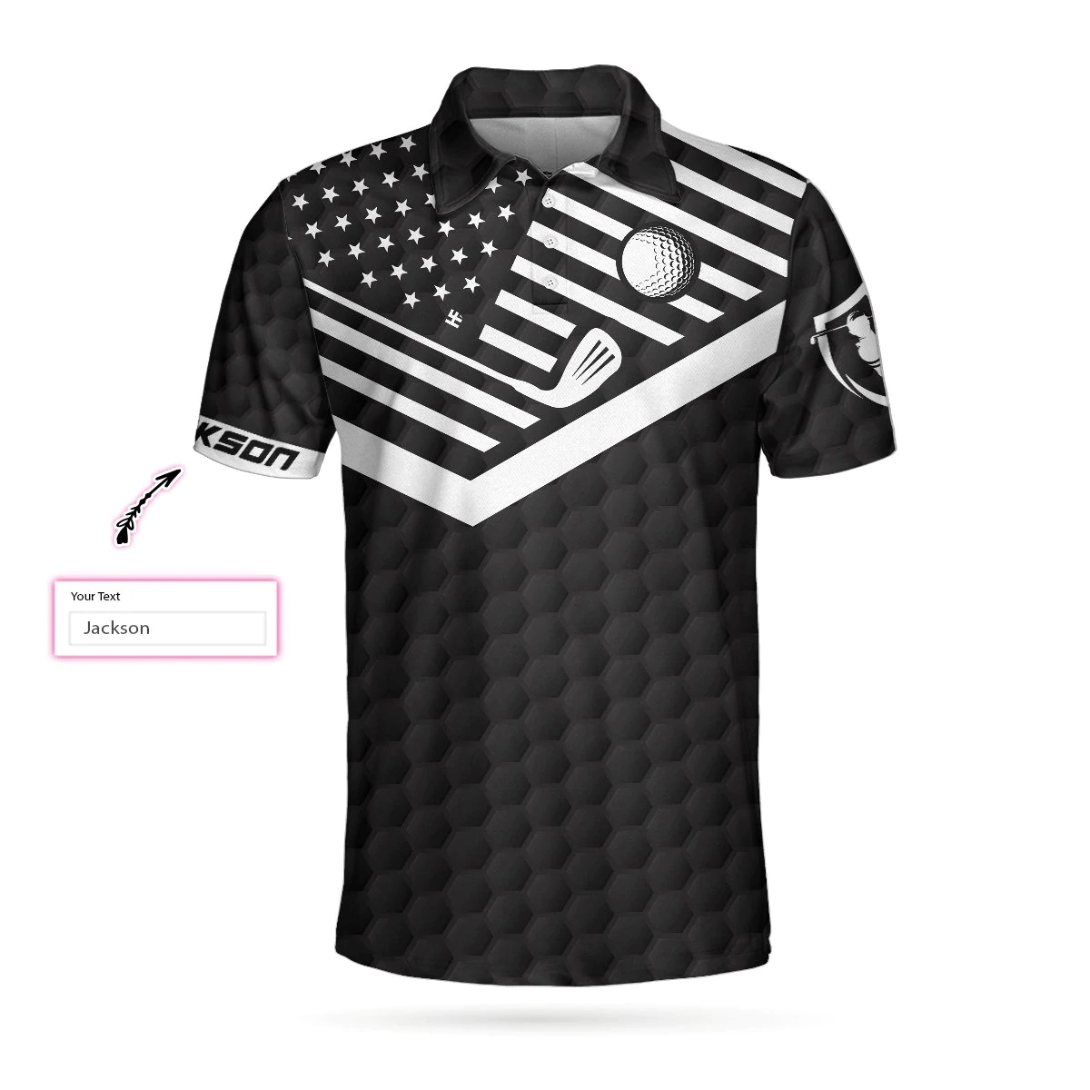 May The Course Be With You Custom Polo Shirt Personalized Black American Flag Golf Shirts Short Sleeve Polo For Men