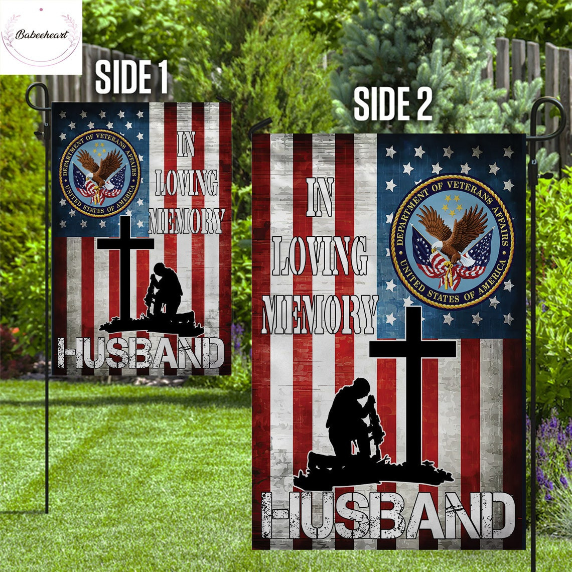 Memorial Day Garden Flag In Loving Memory Husband Flag US Army Double Sided Welcome Memorial Day Veterans Day Decor
