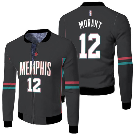 Memphis Grizzlies Ja Morant 12 2020 Nba New Arrival Black Jersey Style Gift For Grizzlies Fans Fleece Bomber Jacket