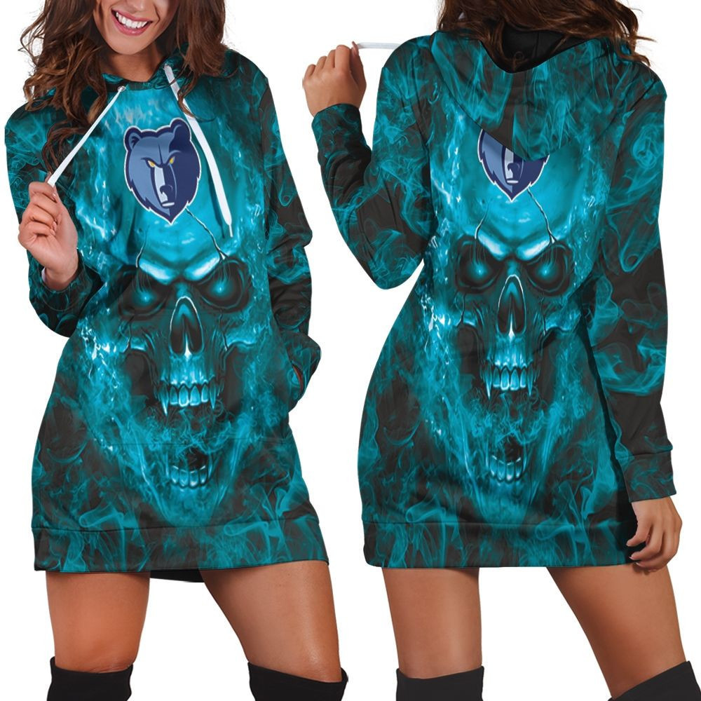 Memphis Grizzlies Nba Fans Skull Hoodie Dress Sweater Dress Sweatshirt Dress