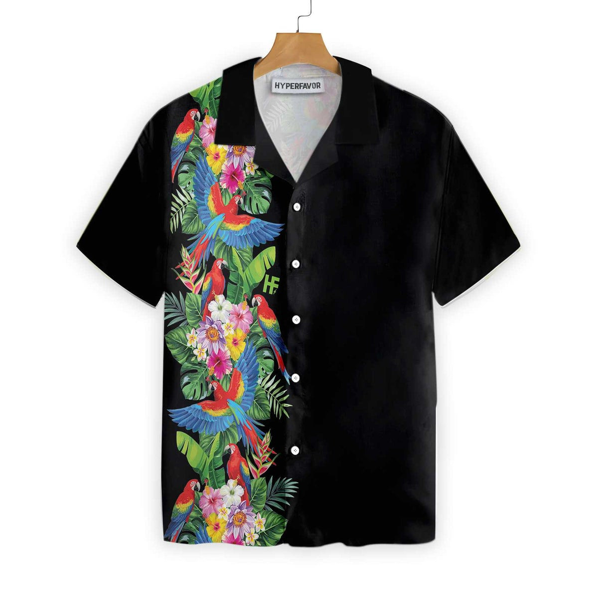 Mens Aloha Shirt Bird of Paradise Hibiscus Hawaiian Shirt