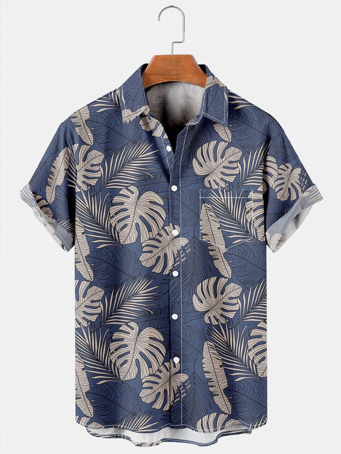 Mens Aloha Shirt Tactical Hawaiian Shirt With Palm Tree