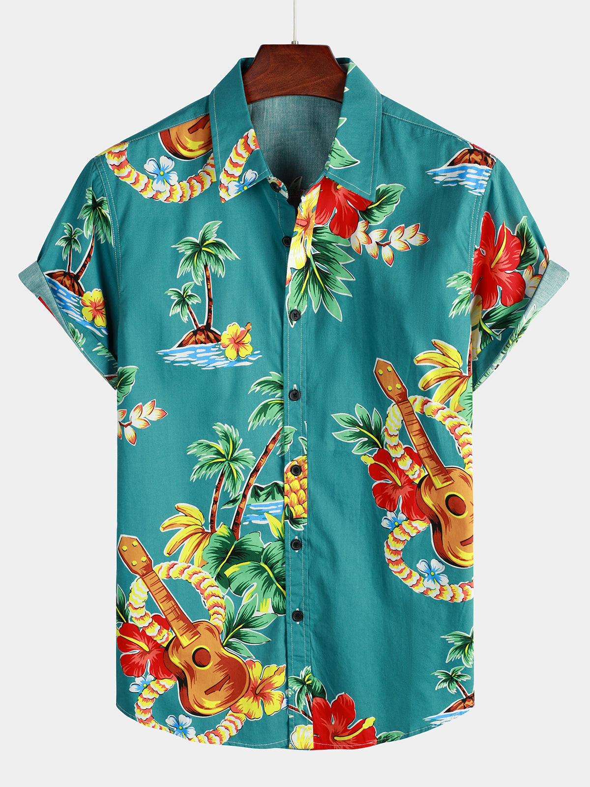 Mens Beach Casual Button Down Hawaiian Shirt