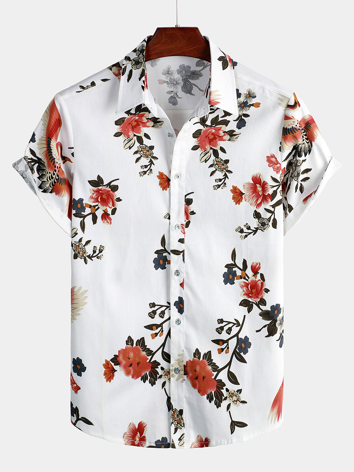 Mens Casual Floral Print Short Sleeve Shirt Hawaiian Shirt for Men Women