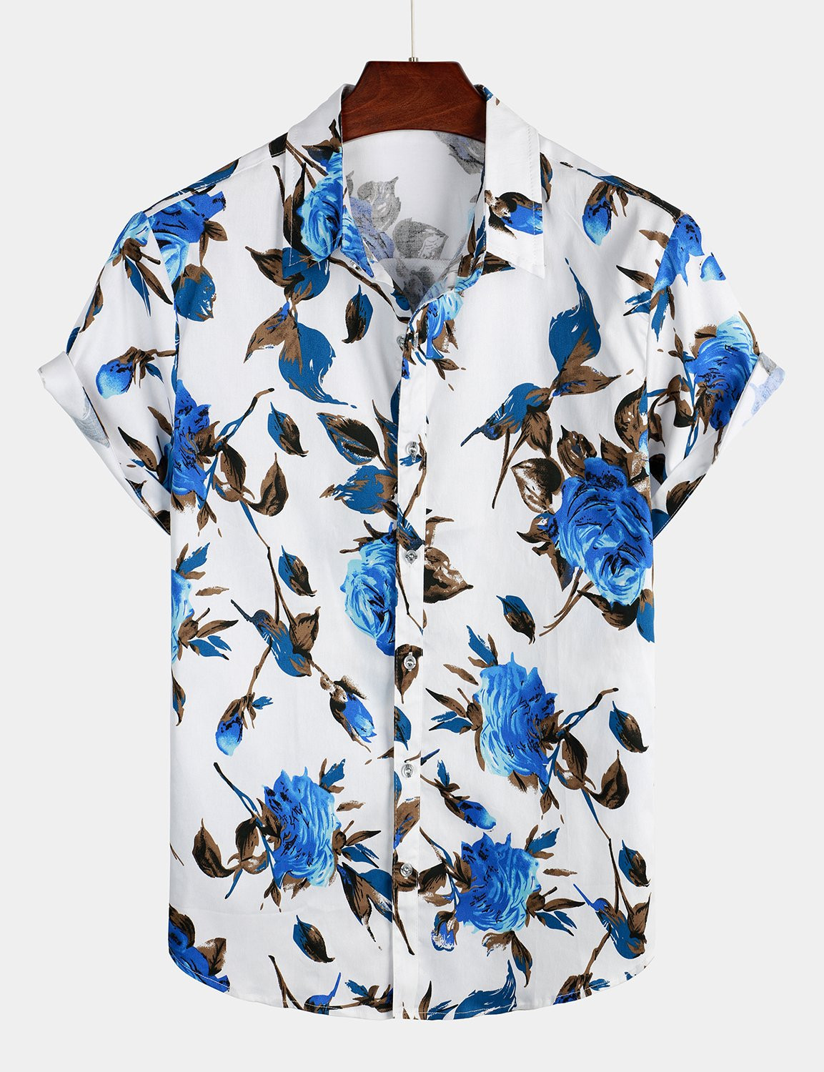 Mens Casual Holiday Cotton Floral Print Short Sleeve Shirt Hawaiian Shirt for Men Women