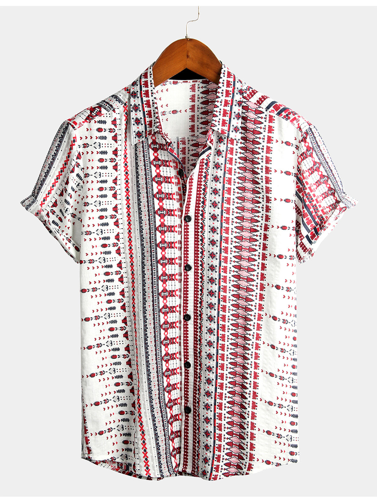 Mens Cotton Basic Printed Short Sleeve Shirt Hawaiian Shirt for Men Women