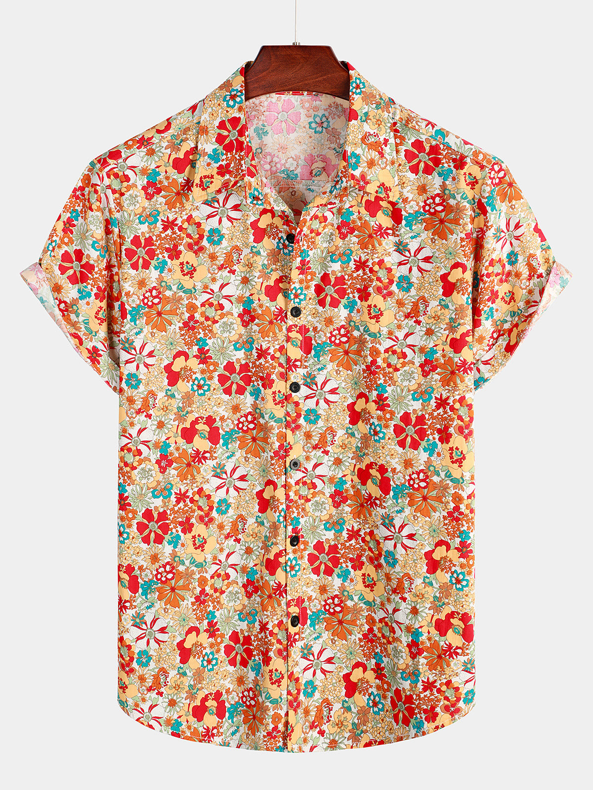 Mens Cotton Printed Casual Button Short Sleeve Shirt Hawaiian Shirt for Men Women