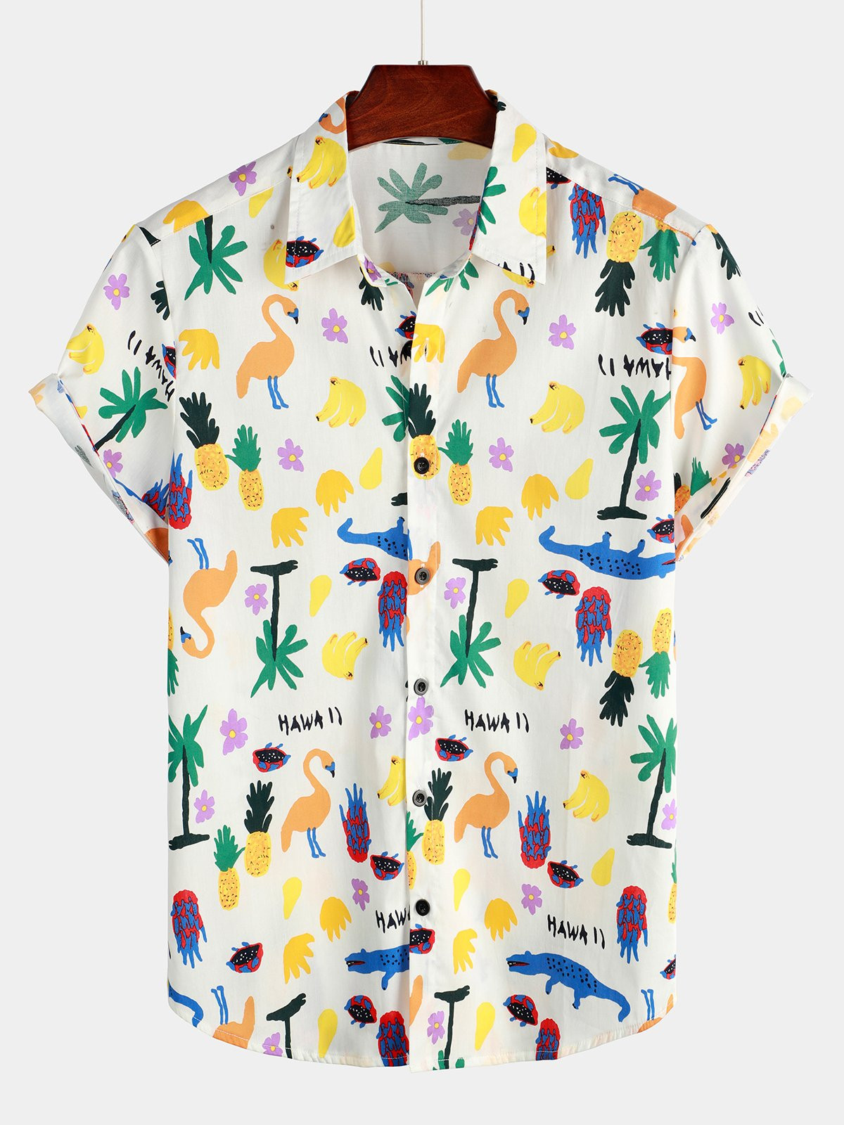 Mens Flamingo Cotton Tropical Hawaiian Shirt