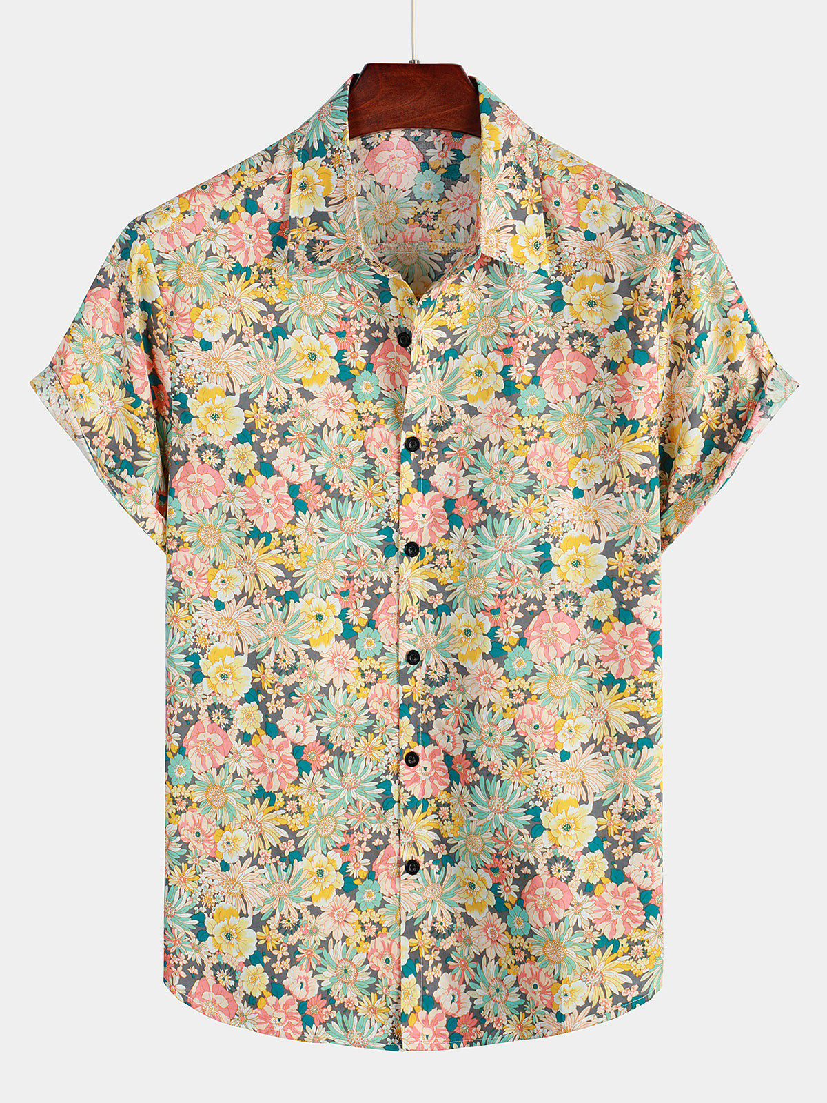 Mens Floral Cotton Casual Button Up Short Sleeve Shirt Hawaiian Shirt for Men Women