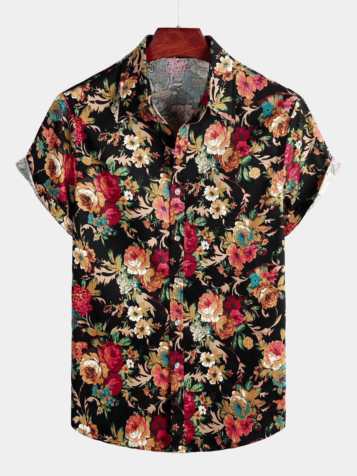 Mens Floral Cotton Tropical Hawaiian Shirt