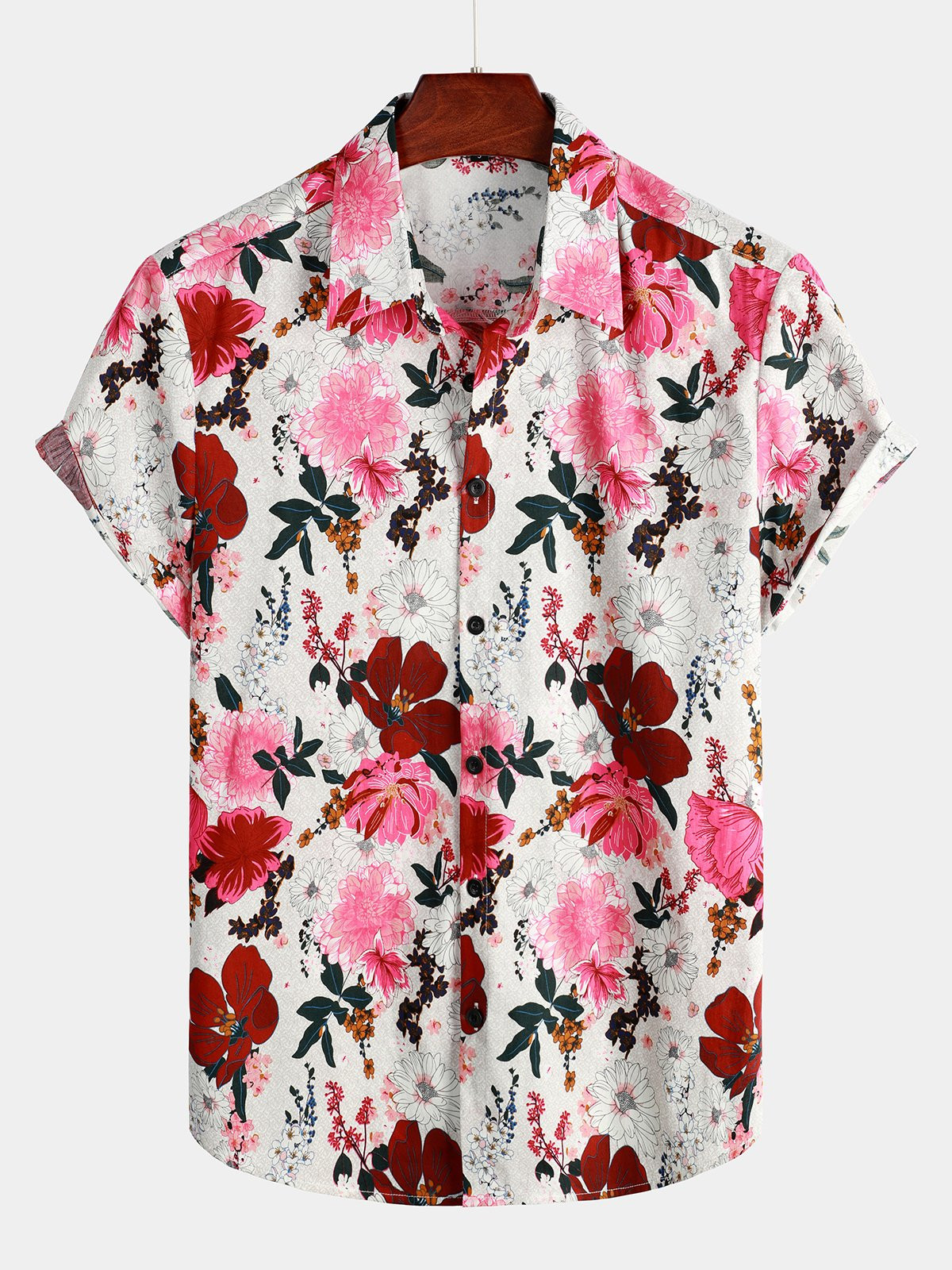 Mens Floral Cotton Tropical Hawaiian Shirt