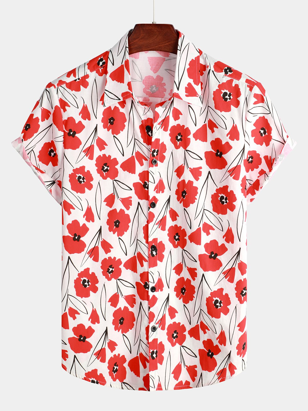 Mens Floral Cotton Tropical Hawaiian Shirt