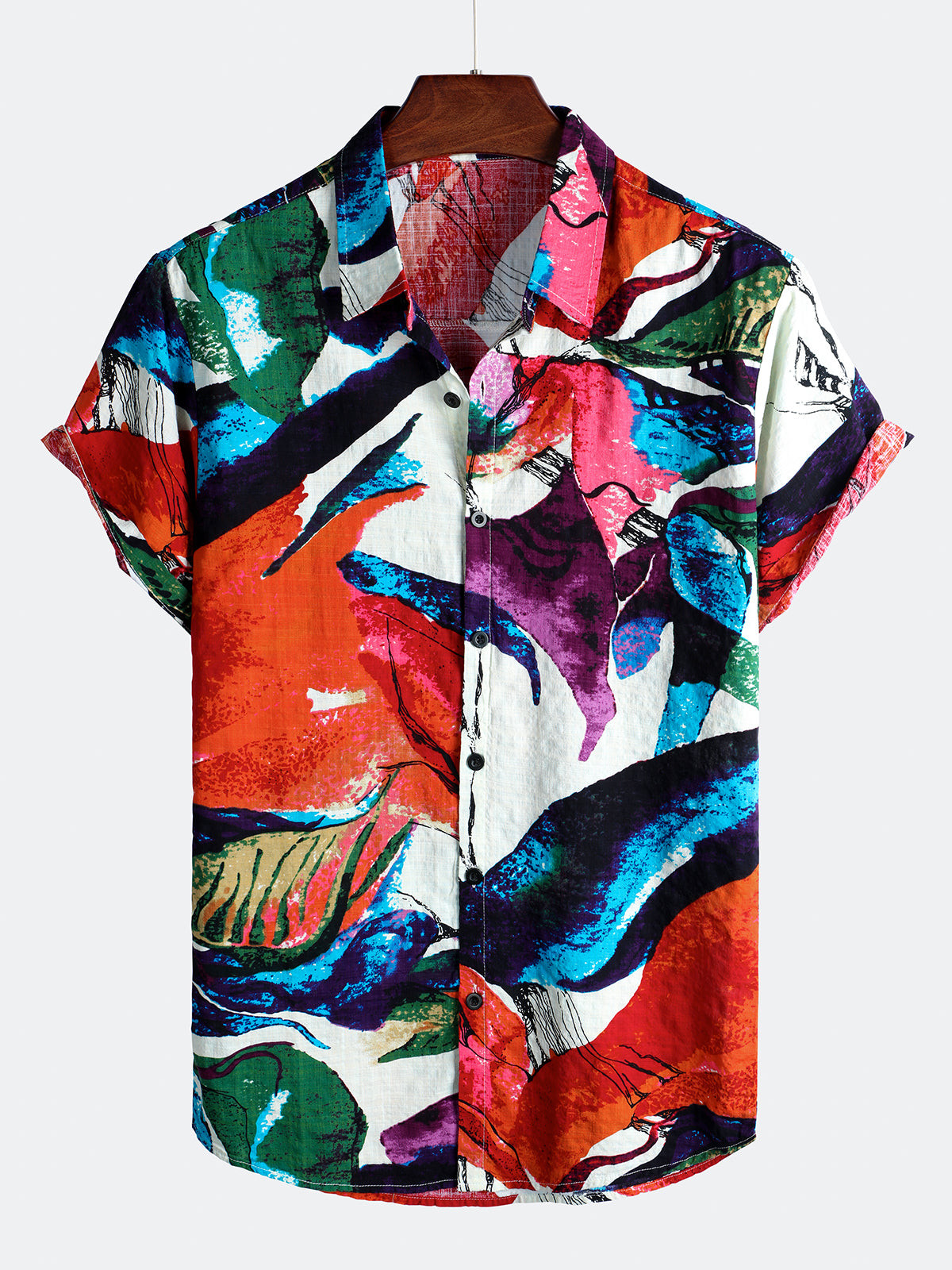 Mens Floral Cotton Tropical Hawaiian Shirt