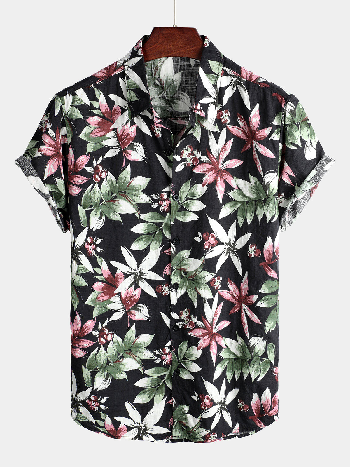 Mens Floral Cotton Tropical Hawaiian Shirt