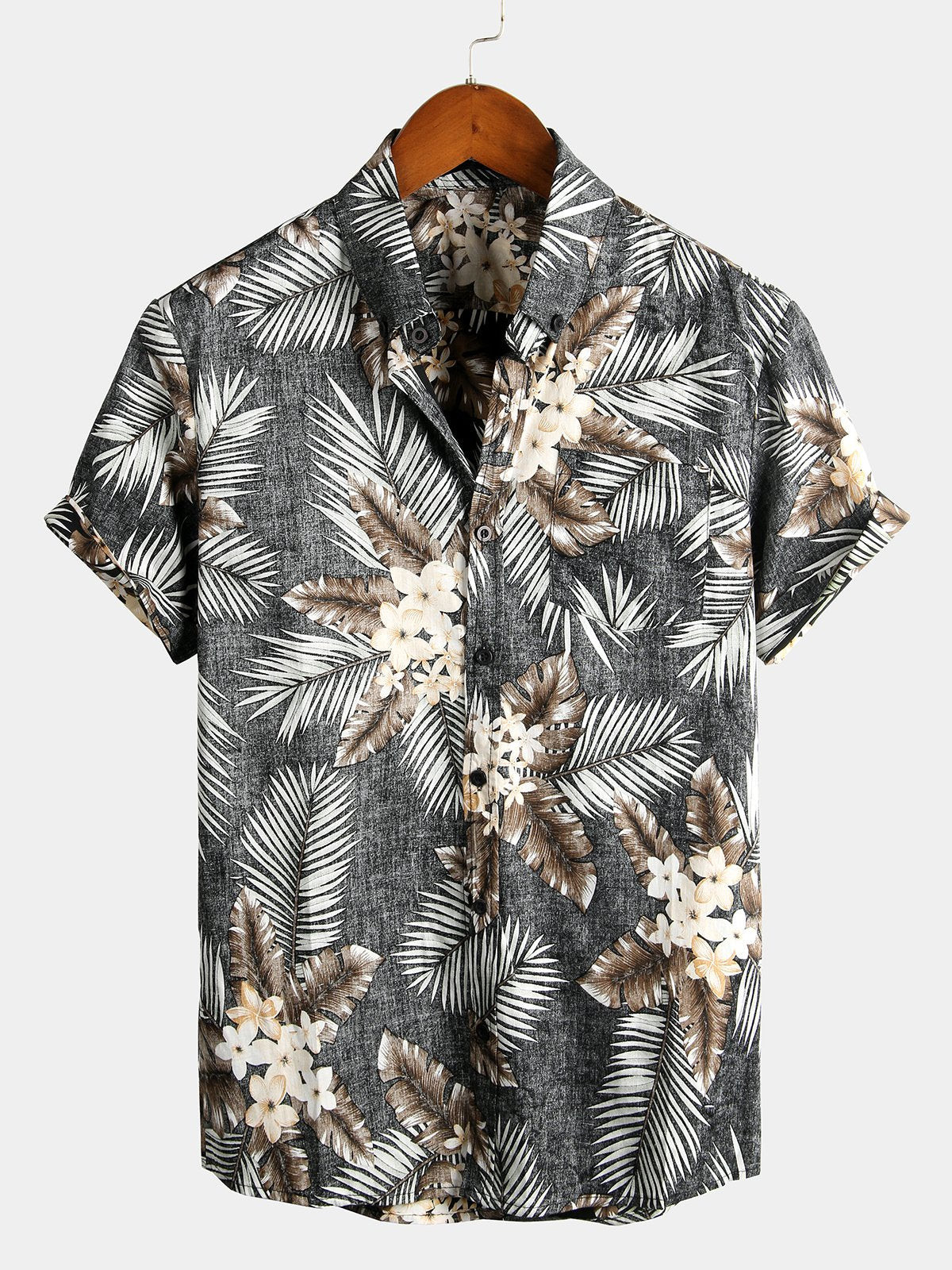 Mens Floral Cotton Tropical Hawaiian Shirt