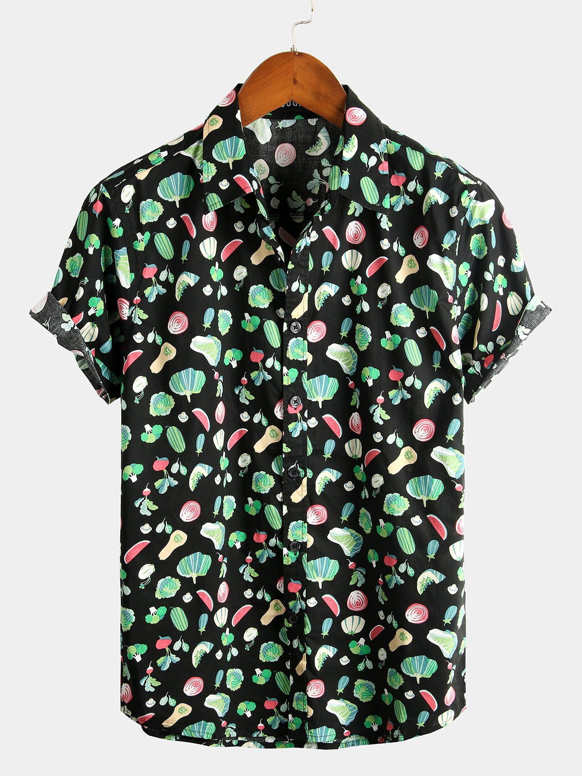 Mens Floral Cotton Tropical Hawaiian Shirt